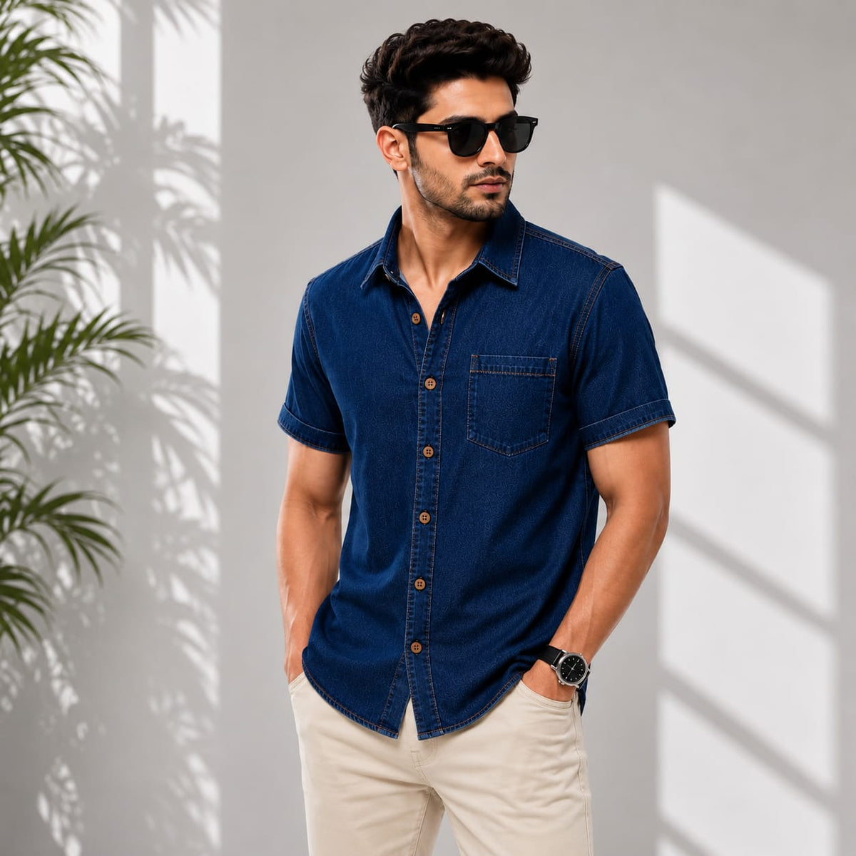 SoftWash Denim Half Shirt