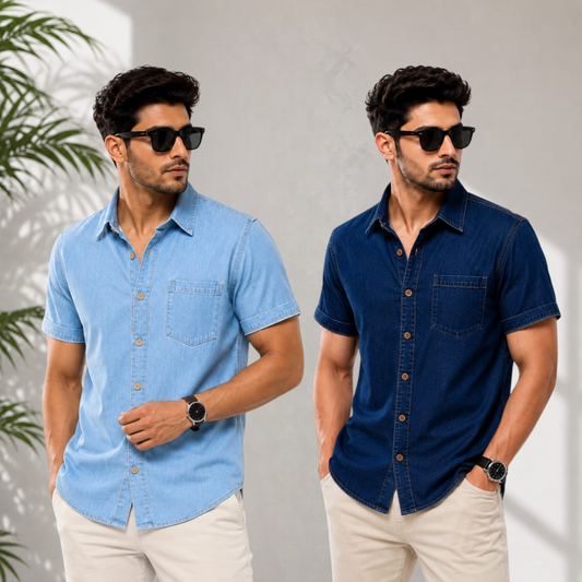 SoftWash Denim Half Shirt